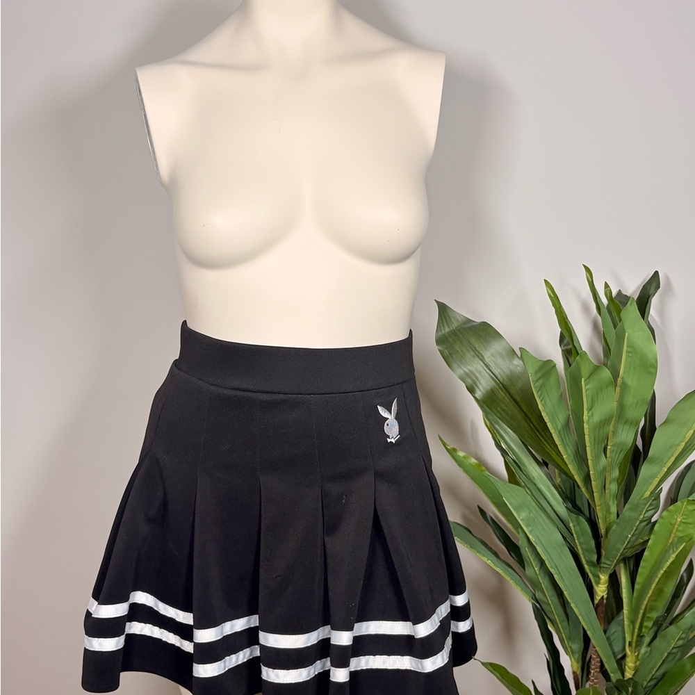 PLAYBOY Black Mini Skirt with White Accents